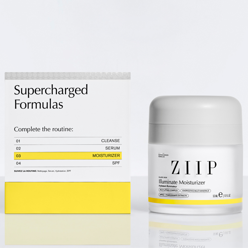 ZIIP Illuminate Exosome Moisturizer shown with packaging box